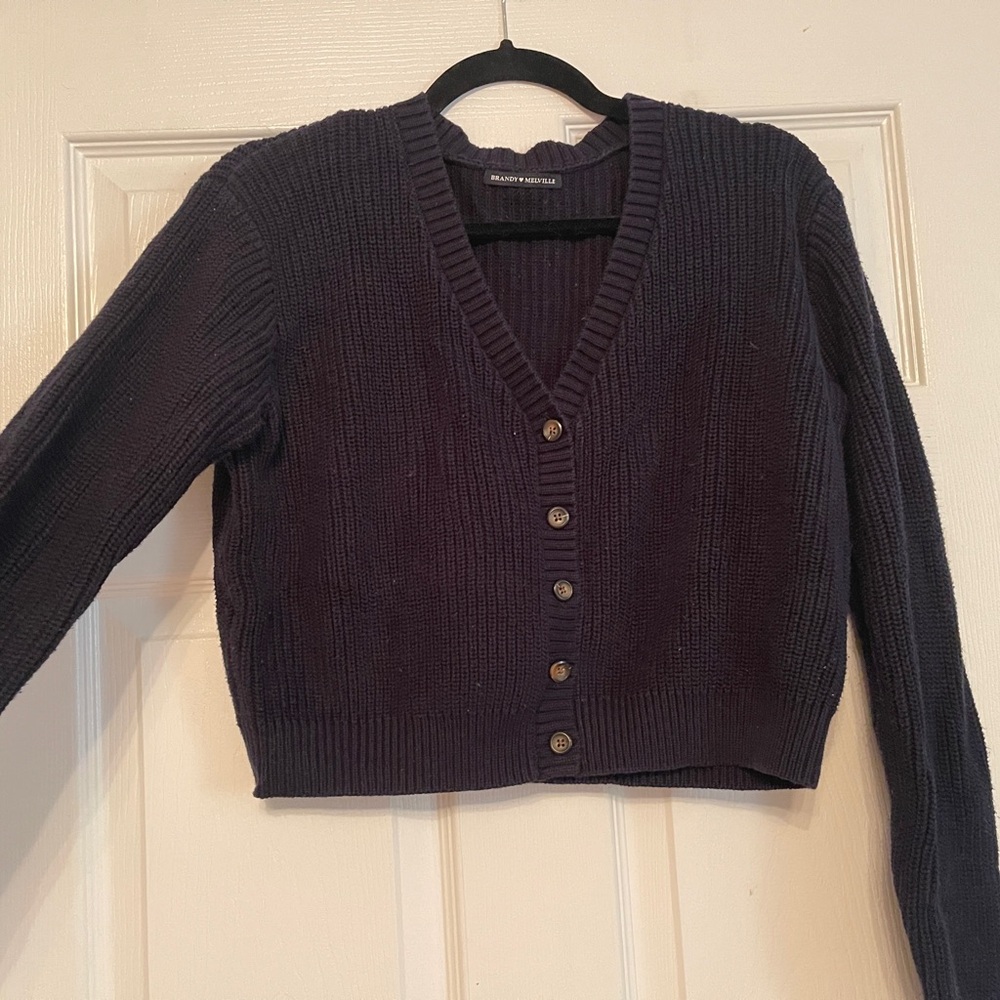 Brandy Melville Black Cropped Cardigan Sweater